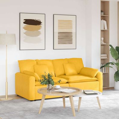 vidaXL Modulares Sofa mit Kissen Hellgelb