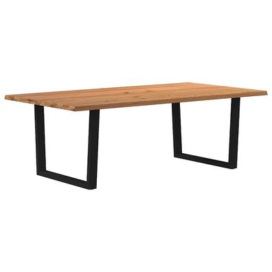 vidaXL Esstisch mit Baumkanten 220x120x74 cm Massivholz Eiche