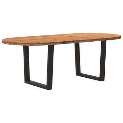 vidaXL Esstisch Hellbraun 220x100x74 cm Massivholz Eiche Oval