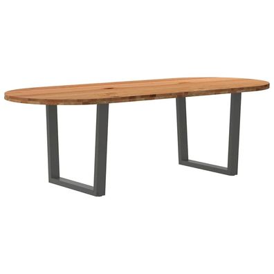 vidaXL Esstisch Hellbraun 240x100x74 cm Massivholz Eiche Oval