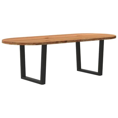 vidaXL Esstisch Hellbraun 240x100x74 cm Massivholz Eiche Oval