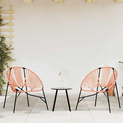 vidaXL Gartenstuhl-Set 3-tlg. Schwarz und Orange Poly Rattan