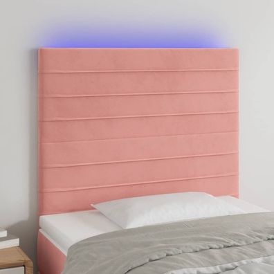 vidaXL LED Kopfteil Rosa 90x5x118/128 cm Samt
