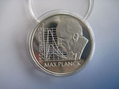 10 Euro polierte Platte Gedenkmünze Max Planck 2008 F in PP