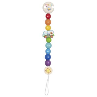 GOKI Schnullerkette Van - Bus aus Holz mit Clip 65358 Schnullerband NEU