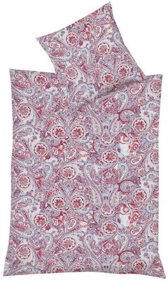 Fleuresse Mako-Satin Bettwäsche 200x220 Paisley blau rot weiß 114296-12
