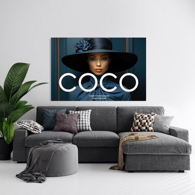 LUXUS COCO MODE FRAU, MODERN KUNST Wandbild Leinwand, Acrylglas oder Poster Bild