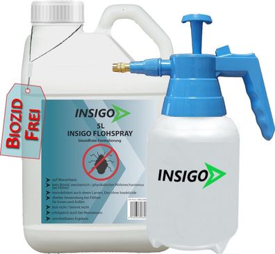 INSIGO 5L + 2L Sprüher Flohspray Flohmittel Flohschutz Katzenflöhe Hundefloh Flohfrei