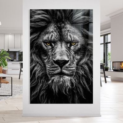 Wandbild Kämpfender Löwe, Tier Leinwand, Acrylglas oder Poster, Moderne Kunst Art