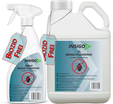 INSIGO 5L + 500ml Flohspray Flohmittel Flohschutz Katzenflöhe Hundefloh Flohbefall