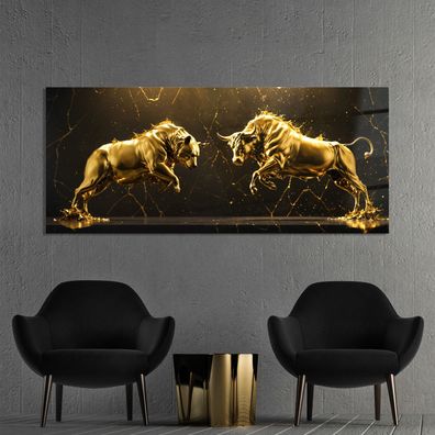 Panorama Wandbild, Bear and Bull Forex Market, Kunst Bild, Leinwand oder Acrylglas