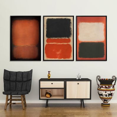 Mark Rothko 3er Set Leinwand Kunst Reproduktion, Rothko Abstrakte Wandbild Deko