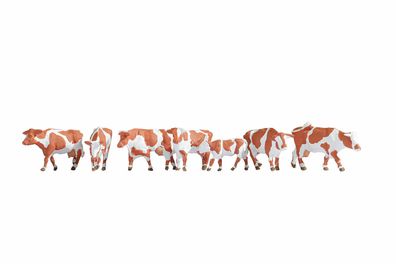 Noch H0 15726 Figuren-Set Tiere Kühe, braun-weiß 1:87