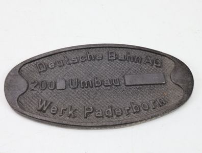 Schild Eisenbahnschild Lokschild "Deutsche Bahn AG Werk Paderborn"