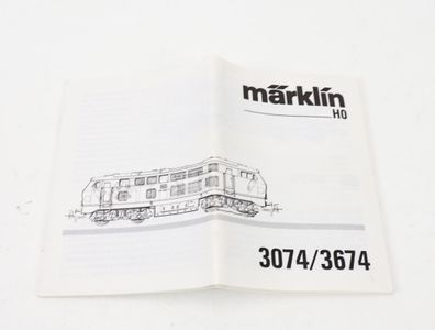 Märklin H0 3074 / 3674 Anleitungen Beschreibungen für Diesellok BR 216 090-1 DB