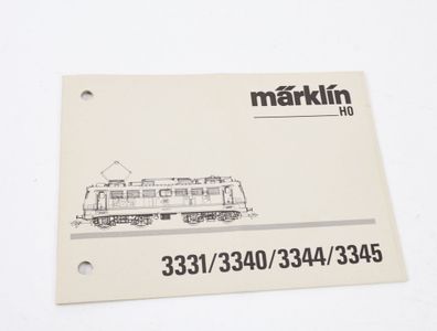 Märklin H0 331/3340/3344/3345 Anleitung Beschreibung für Elektrolok E-Lok BR 110