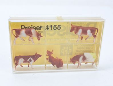 Preiser H0 4155 Figuren Set 5-tlg. Kühe braun/weiss 1:87 1:90