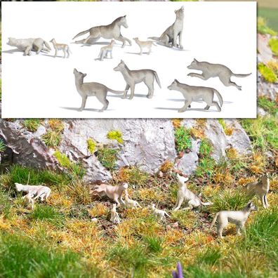 Busch H0 1193 Figuren-Set 10-tlg. "Wolfsrudel" Jungwölfe Tiere