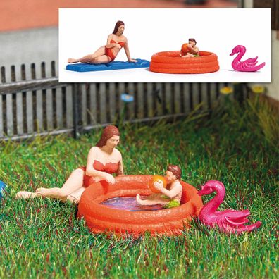 Busch H0 7862 Action Set: Planschbecken mit Figuren Szenenset Diorama 1:87