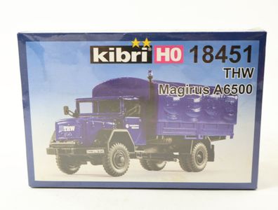 Kibri H0 18451 Modellauto Bausatz LKW Magirus A6500 Pritsche-PlaneTHW * NEU*