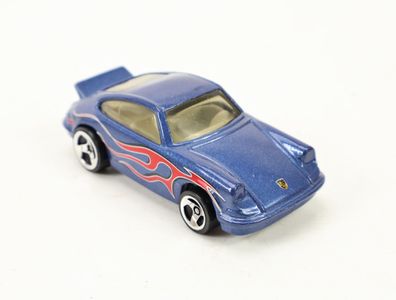 Hot Wheels 55015 Modellauto PKW Porsche 911 Carrera Blau mit roter Flamme 1:64