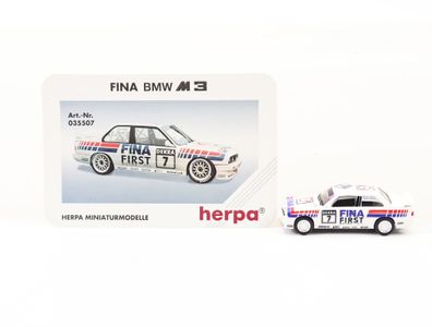Herpa H0 035507 Modellauto PKW Fina BMW M3 Start-Nr. 12 Weiß m. Aufschrift 1:87