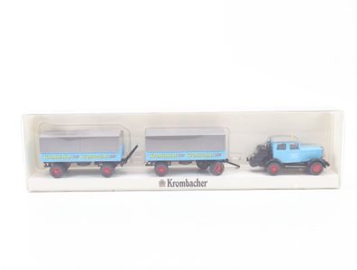Wiking H0 Modellauto LKW Hanomag ST 100 mit 2 Anhängern "Krombacher" 1:87