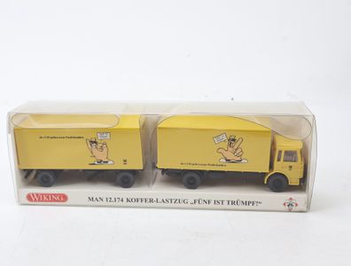 Wiking H0 32-17 Modellauto LKW MAN 12.174 Koffer-Lastzug Fünf ist Trumpf! 1:87