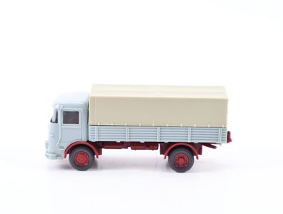 Wiking H0 616/4 ? Modellauto LKW Pritsche Büssing LU7 m. Plane hellblaugrau 1:87
