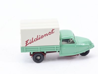 Wiking H0 841/1 Modellauto Goli Dreirad mit Plane "Eildienst" mintgrün 1:87