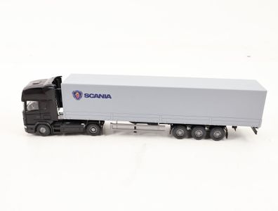 Wiking H0 Modellauto Werbemodell LKW Pritschensattelzug Scania Topline 1:87