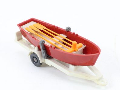 Wiking H0 505/1C Modellauto Zubehör Ruderboot auf Anhänger weinrot 1:87