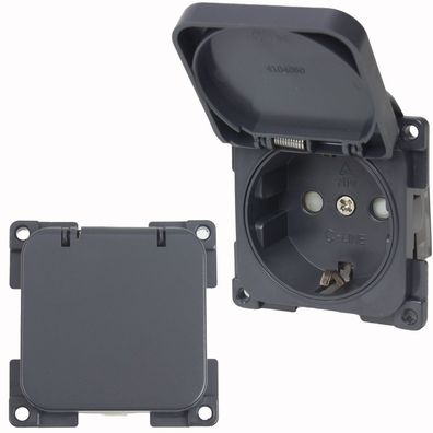 C-Line Presto Inprojal CBE Schuko Steckdose + Klappdeckel 220 / 230 Volt anthrazit