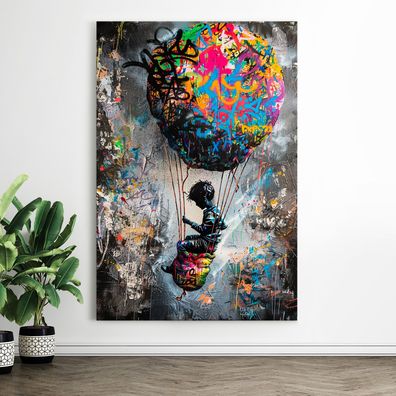 Pop Art Kunst Wandbild, Banksy Kind mit Ballon, Leinwand, Acrylglas oder Poster