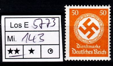 Los E5773: Deutsches Reich Dienst Mi. 143 * *