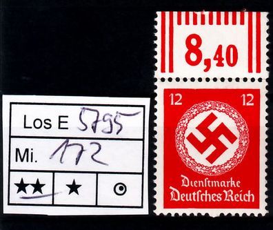 Los E5795: Deutsches Reich Dienst Mi. 172 b W OR * *