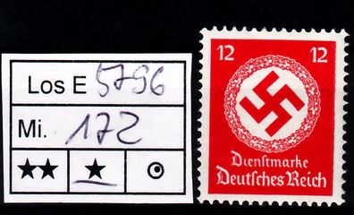 Los E5796: Deutsches Reich Dienst Mi. 172 b *
