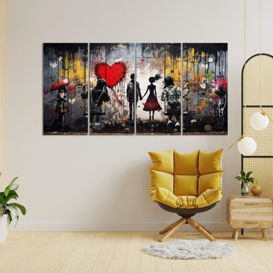 Banksy Kinder Panorama Wandbild Kunst Pop Art, Street Art, Acrylglas - Leinwand