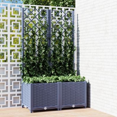 TOP Pflanzkübel mit Spalier | Blumenkübel | Blumenecke | Rankhilfe | PE-Rattan