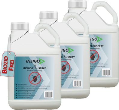 INSIGO 3x5L Flohspray Flohmittel Flohschutz Katzenflöhe Hundefloh Anti Flohbefall