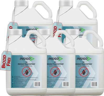 INSIGO 5x5L Flohspray Flohmittel Flohschutz Katzenflöhe Hundefloh Anti Flohbefall