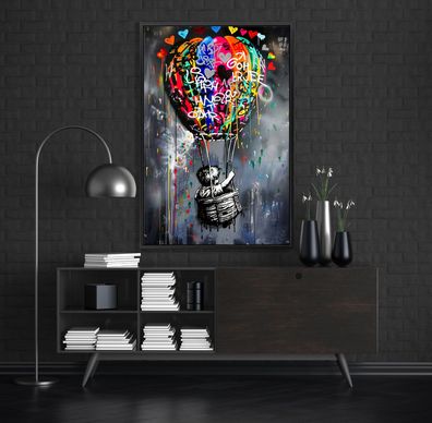 Wandbild Banksy Kind mit Ballon - Pop Art Kunst, Poster, Leinwand oder Acrylglas
