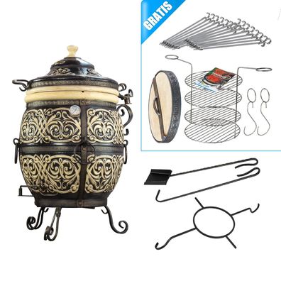 Grand Tandyr XXXL Premium Tandoor Atlant, Schamott Grill BBQ Smoker Ofen Backofen
