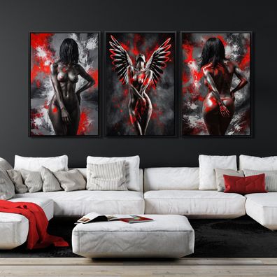 3er Set Künstlerische nackte Frau, erotisches Bilder, Leinwand Kunst Bilder