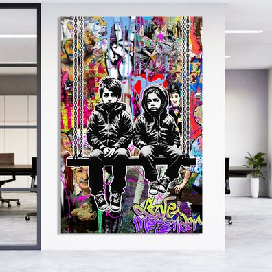 Wandbild Pop Art Kunst, Banksy Freunde Kinder Street Art, Acrylglas, Poster, Leinwand