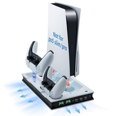 PS5 Kühlständer mit Lüfter & Dual-Ladestation | Vertikaler Standfuß für PlayStation 5