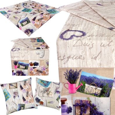 Tischdecke Tischläufer Kissenbezug Lavendel Mediterran Heimtextilien Hossner Sommer