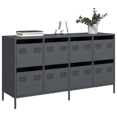 vidaXL Sideboard Anthrazit 135x39x73,5 cm Kaltgewalzter Stahl