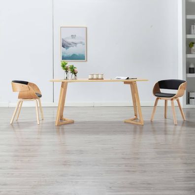 vidaXL Esszimmerstuhl Schwarz Bugholz und Kunstleder