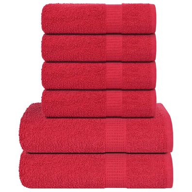 vidaXL 6-tlg. Handtuch-Set Rot 360 g/m² 100% Baumwolle